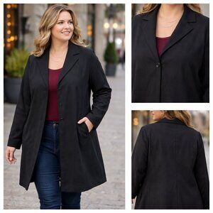 🖤 “Timeless Minimalism” — Jones New York Vintage-Inspired Longline Jacket (1X)